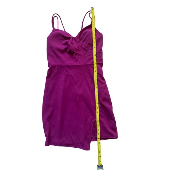 Sequins Hearts Womens/Teen fuchsia Asymmetrical dress Bust pads and Pleated Sz 7 - Picture 6 of 6